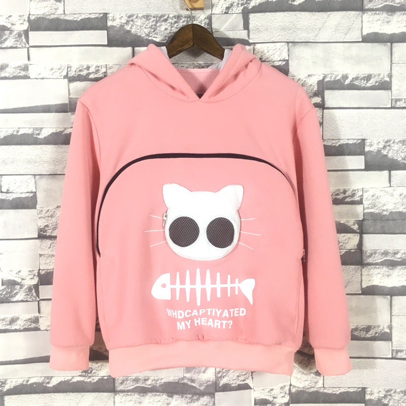 Cat Carrier Hoodie - Portable Pet Clothes for Walking, Cuddling, and Carrying Cats or Dogs