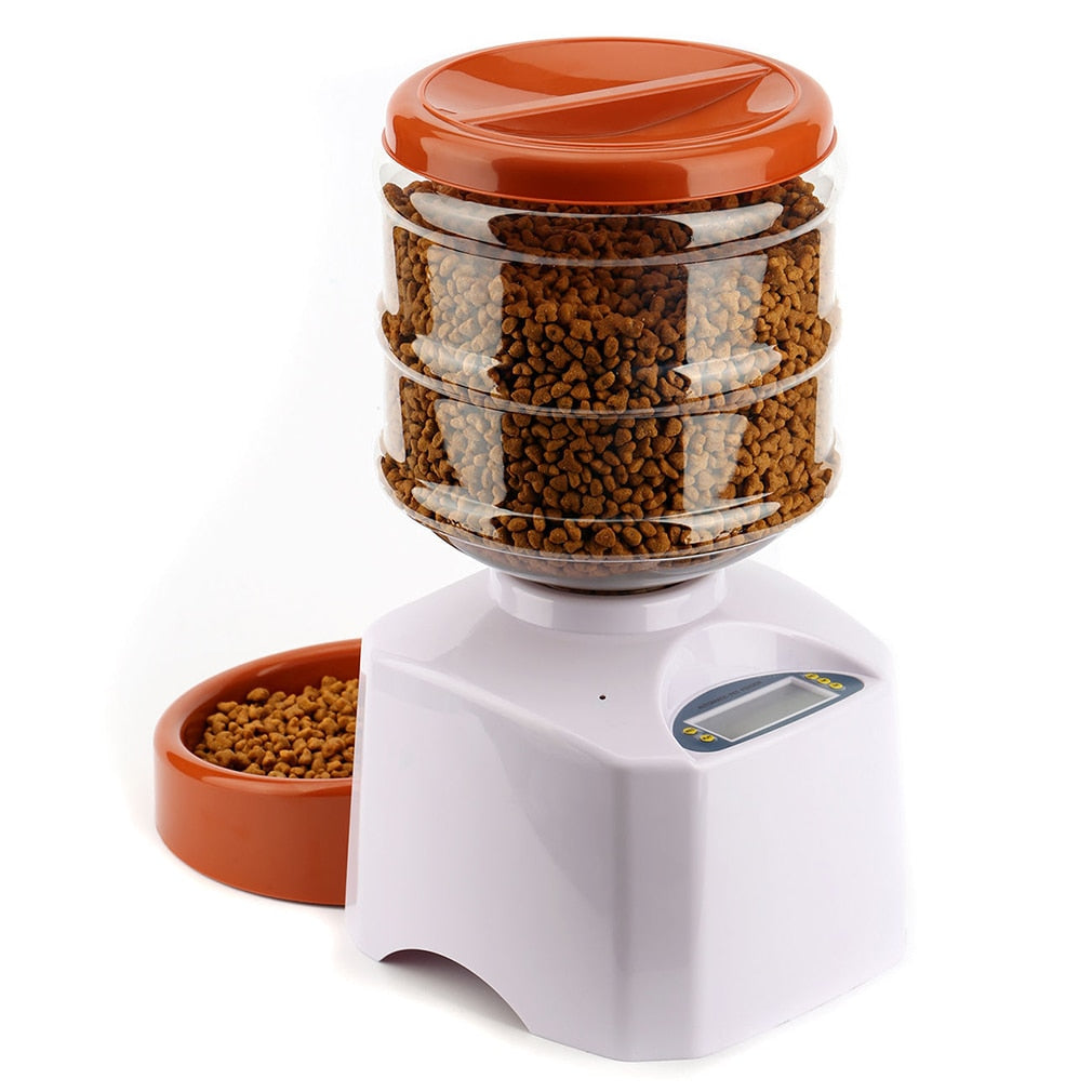 Automatic Pet Feeder fountain Voice Message Recording LCD Screen Dogs Cats Food Dispenser Bowl